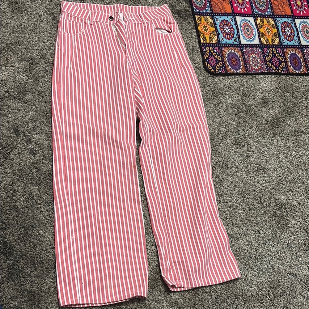 Striped Pink wideleg Pants Small